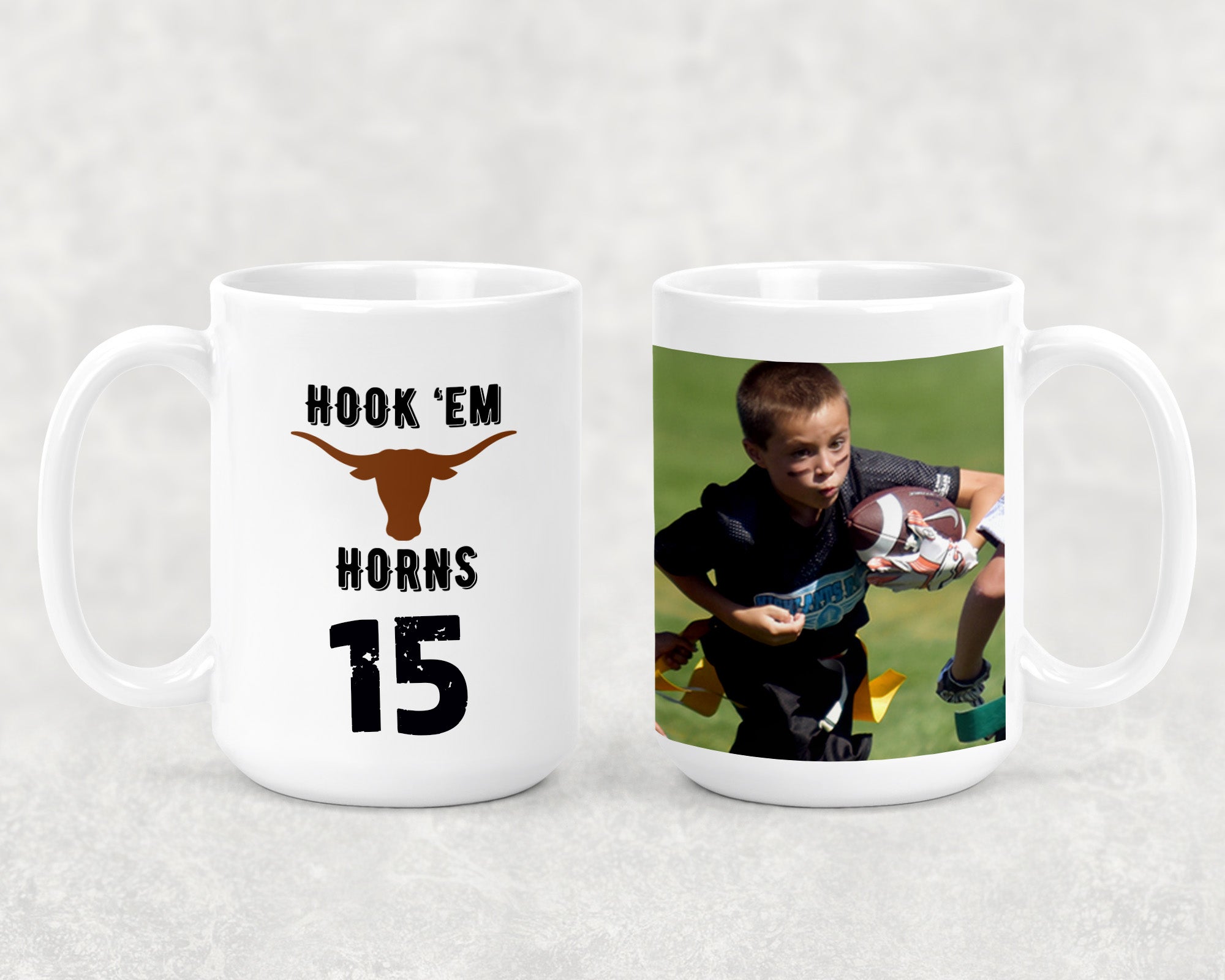 Custom Photo 15oz Longhorns Mug – Player Photo + Logo