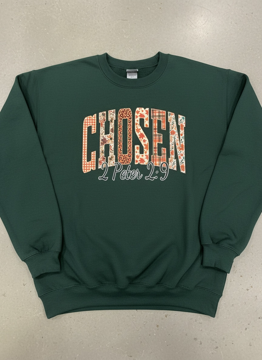 CHOSEN Peter 2:9 Patchwork Crewneck Sweatshirt