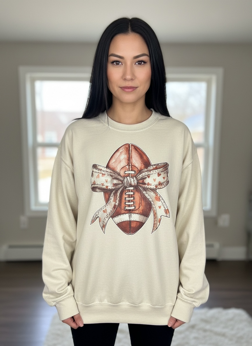 Game Day Football Bow Crewneck