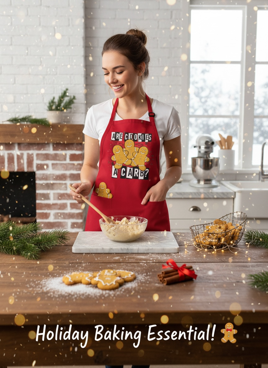 “Are Cookies a Carb?” Gingerbread Baker Apron