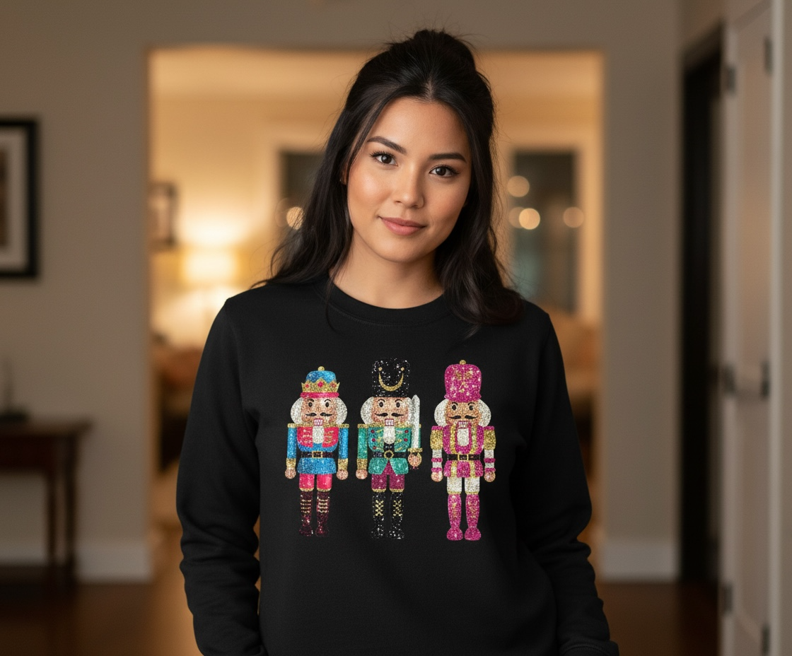 Glitter Nutcracker Trio Crewneck