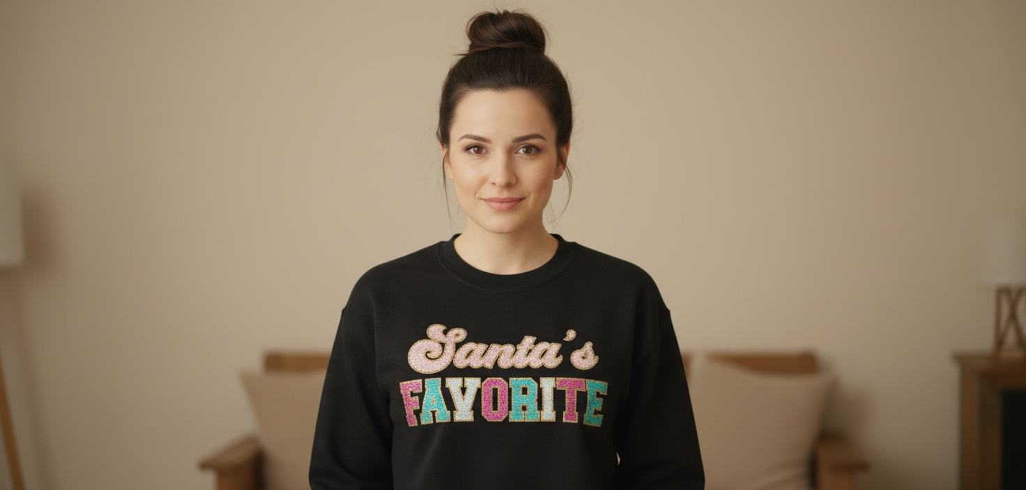 Santa’s Favorite Chenille Patch Crewneck