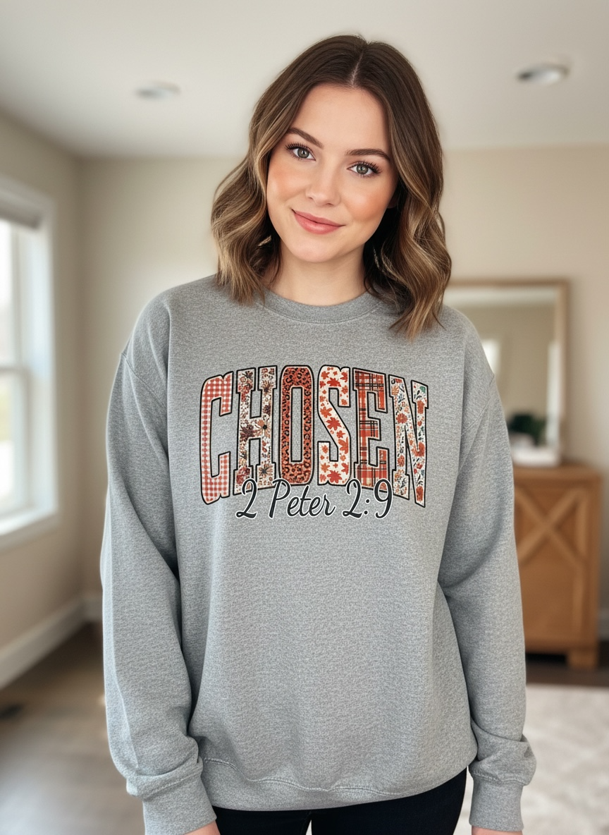 CHOSEN Peter 2:9 Patchwork Crewneck Sweatshirt