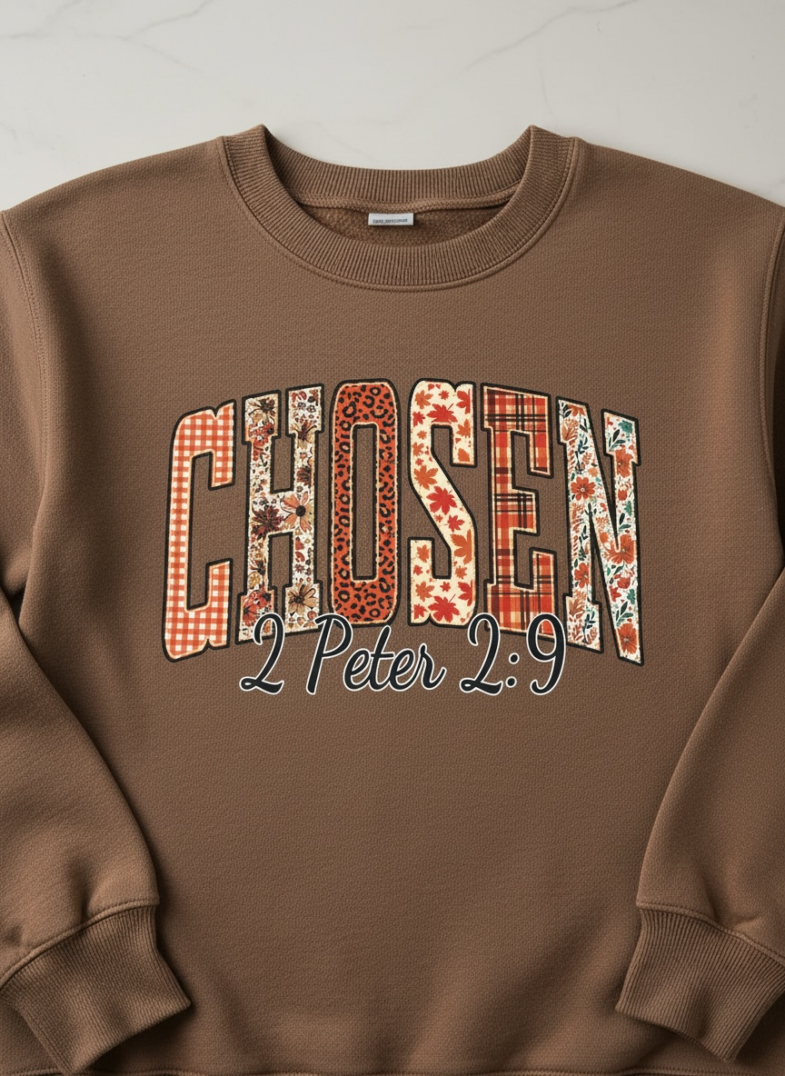 CHOSEN Peter 2:9 Patchwork Crewneck Sweatshirt